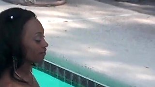 Hot and Pregnant Black Lesbian Fucks Her Firend in and Beside the Outdoor Pool