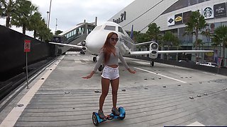 Hoverboard play with big ass Asian GF