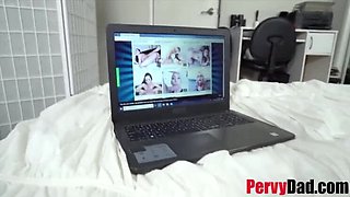 Step Daughter Aria Lee Caught Masturbating to Family Porn - Teen Fucks Stepdad
