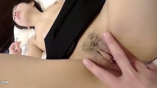 Asian taco teen finger massage herself