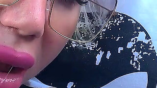 I Took a Selfie Giving a Blowjob to a Taxi Driver on the Way Home and Got a Lot of Hot Cum on My Face, Cum Kissing