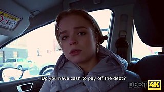 Debt4k. skimpy bartender gets currency for handjob in the car