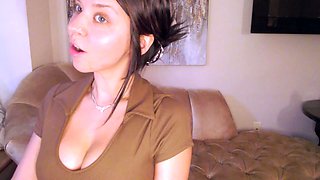 First time amateur brunette solo with dildo