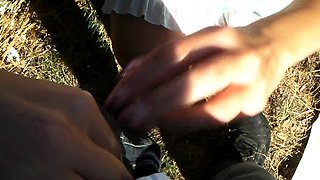Pulled amateur czech babe outdoor anal fuck