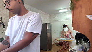 Fucking the Cuckold's Wife While He Washes the Dishes and He Didn't Even Notice