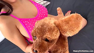 Latin Nubile Janeth Rubio Leans Over For Doggy Style Drilling and Takes A Ginormous Facial Cumshot
