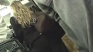 Blond Milf groped to orgasm on bus & fucked