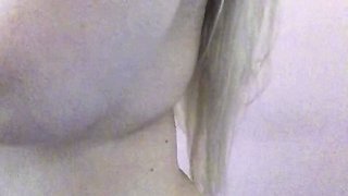 Horny Blonde Tgurl shows off her big ass then masturbate