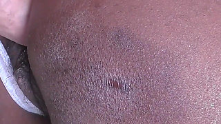 African Rump Honored by Big White Cock