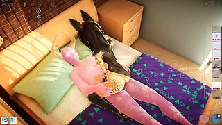 Our apartment - 3D anime game features a cowgirl orgy scene