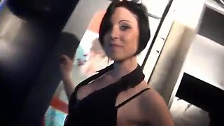 French goth whore Darla Demonia hardcore threesome in a club