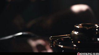 Hypnotic Steve Q and Audrey Reid's cigarette blowjob porn