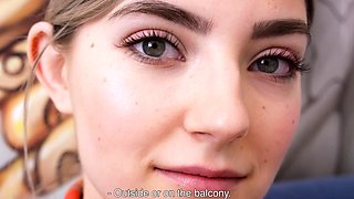 Hot blonde teen fucks husband while big tit wife watches