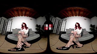Fiery Office Temptress Teases In Heels And Fishnets
