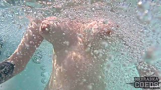 Huge Boob Redhead Model Lilly Mays Showering Off And Underwater Jacuzzi Dildo Masturbation