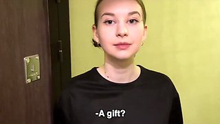 Teen sexshop worker knocked on his door and ended up fucked POV