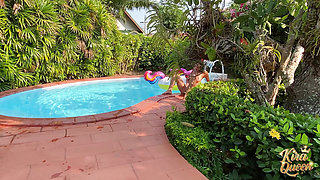 Kira Queen's Outdoor Pool Orgasm Makes You Leak Precum!