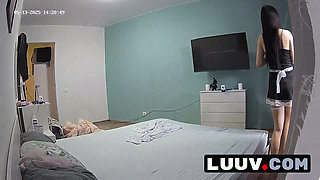 LUUV. Two girls turn room cleaning into a graceful real amateur movie in maid uniforms