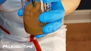 Cfnm Nurse : Slut Wife Swallows Sperm Sample (milking Time)