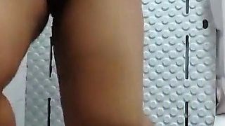 Chubby aunty looking for satisfaction in the bathroom