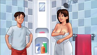 Wild animated shower scene with oral and hardcore action