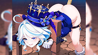 Furina Sitting Hard on Dick, Petite, Teen, Anal, BDSM - Hentai, R34 - Ai-generated