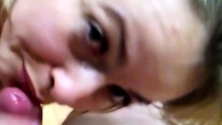 Russian Amateur Girl Sucks a Big Cock at Home