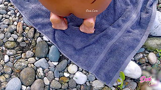 Desi Hot and Beautiful Stepdaughter Fucking and Naked Fun with a Stepdad in the River After Pissing Outdoor Forest