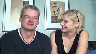 Hot German amateur blonde threesome with bisexual dudes hardcore