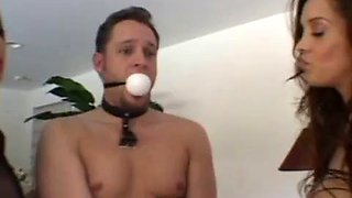 Hot Double Sloppy Edging Blowjob WIth Brunette and Mika Tan Oral Creampie