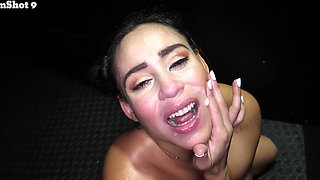 Natalie Brooks, Rachael Cavalli, and Carmela Clutch share messy hot loads in mouth