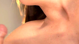 Brunette Smoking Tease with Blowjob & Messy Ending