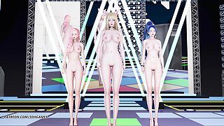 [mmd] Girls' Generation - Genie Ahri Seraphine Kaisa Naked Kpop Dance League of Legends Hentai