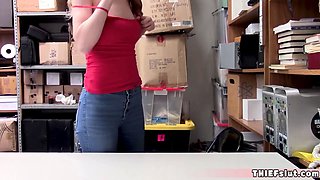 Skinny blonde russian shoplifter caught and gets fucked