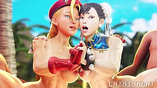 Chun li and Cammy Beach Fun Fuck