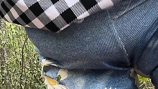 Naughty Maid in the Wood up Close Pisses the Most