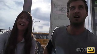 Hunt4k. Angella Christin from bus station comes to service