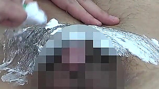 Female Boss Shaves Pubic Hair of Male Employees for Lingerie Models, Draws Lingerie on His Bodies, and Colors It with Hot Wax