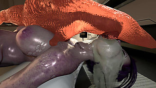 space lara swallows a huge slug cock into her deep throat. 3d animation hentai game
