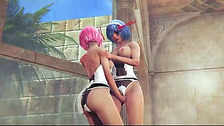 Threesome with two stunning maids getting down and dirty