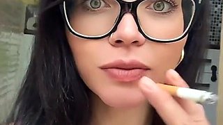 Selfie Video Smoking in Glasses
