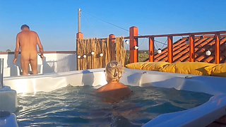 Amateur Blonde Mature Wife Enjoys Naked Pleasure in Whirlpool
