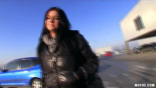 Beautiful czech is paid to model her pants and pound in public
