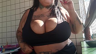 BBW Smoking on Her Balcony