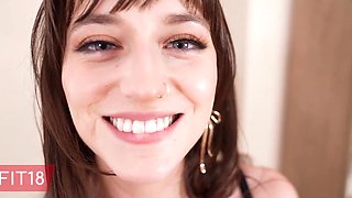 Skinny babe gets roughly fucked and creampied by her friend