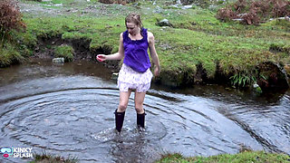 Welly Sploshing in Boots and No Panties!