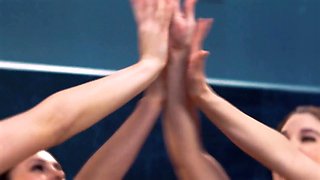 Girlsway - hot beauty Aften Opal passionately frigs her gf Nicole Aria during Morning Sex