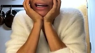 Glamour babe with big boobs masturbates in lingerie