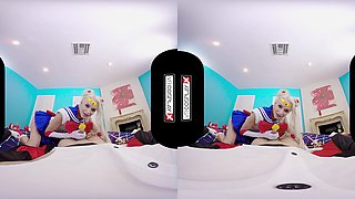 Blonde Beauty Seduces with Wild Uniform Passion