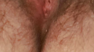 hairy pussy close up and masturbating clitoris with vibrator